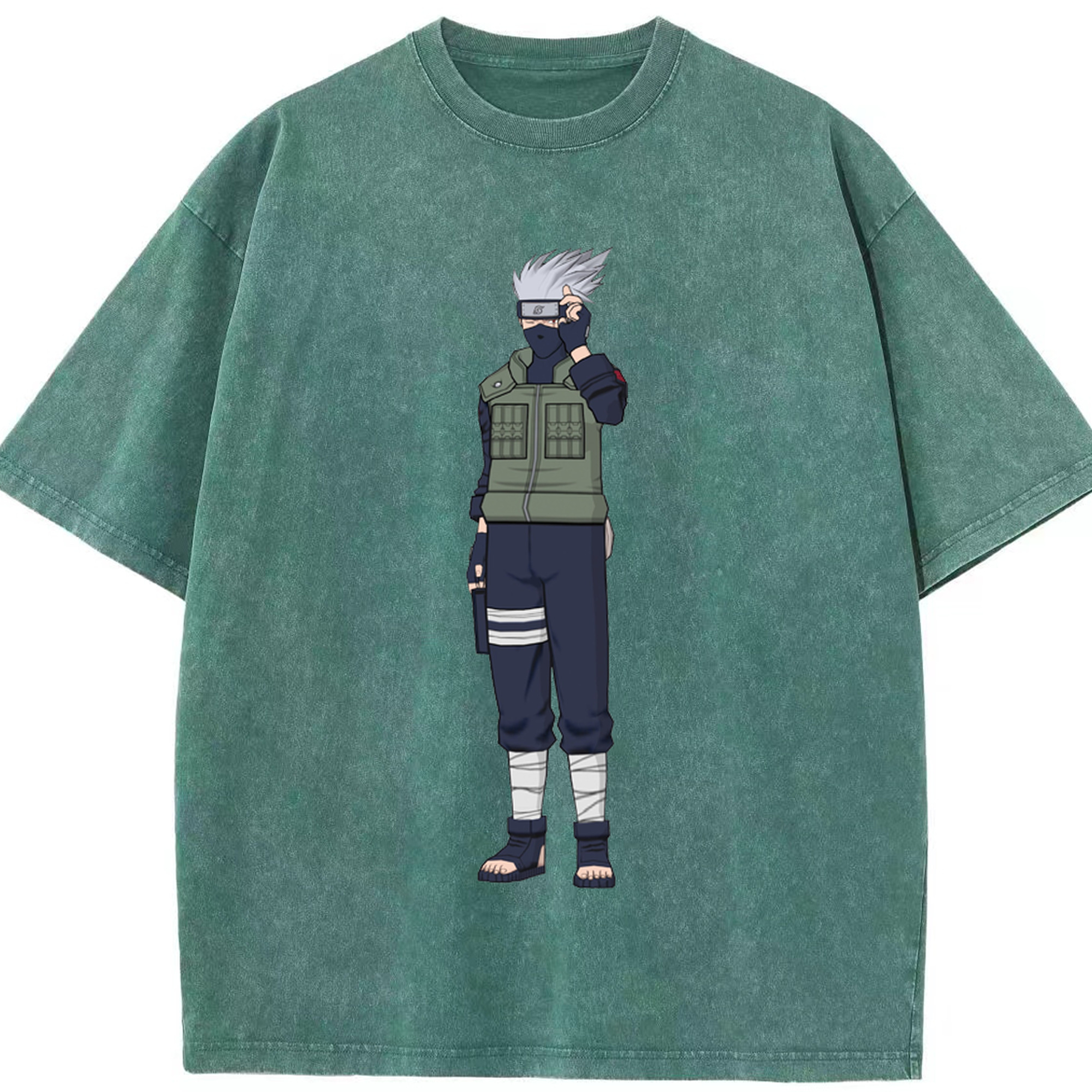 （画像用） NARUTO -ナルト- はたけ カカシ Hatake Kakashi 綿100% ヴィンテージ風 半袖Tシャツ（フロントプリント）